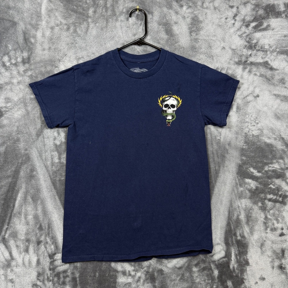 Powell Peralta T-Shirt Mens Small Blue Mike McGill Skull Snake Graphic Tee